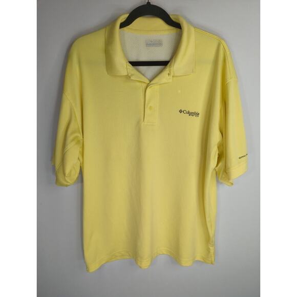 Columbia PFG Men's Omni Shade Solid Short Sleeve Polo Shirts Yellow‎ Size XXL - Picture 1 of 9